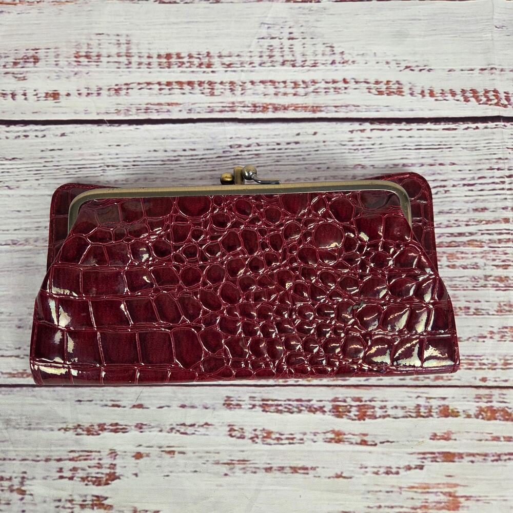 Vtg Rolfs Bellagio Garnet Red Clutch Deadstock Large Quilted Faux Leather Wallet